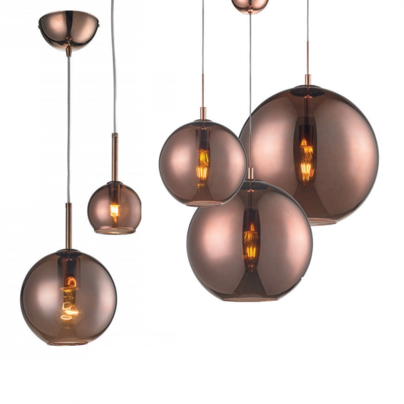 Pendente Bola De Vidro Bronze Pendentes Duo Light Design